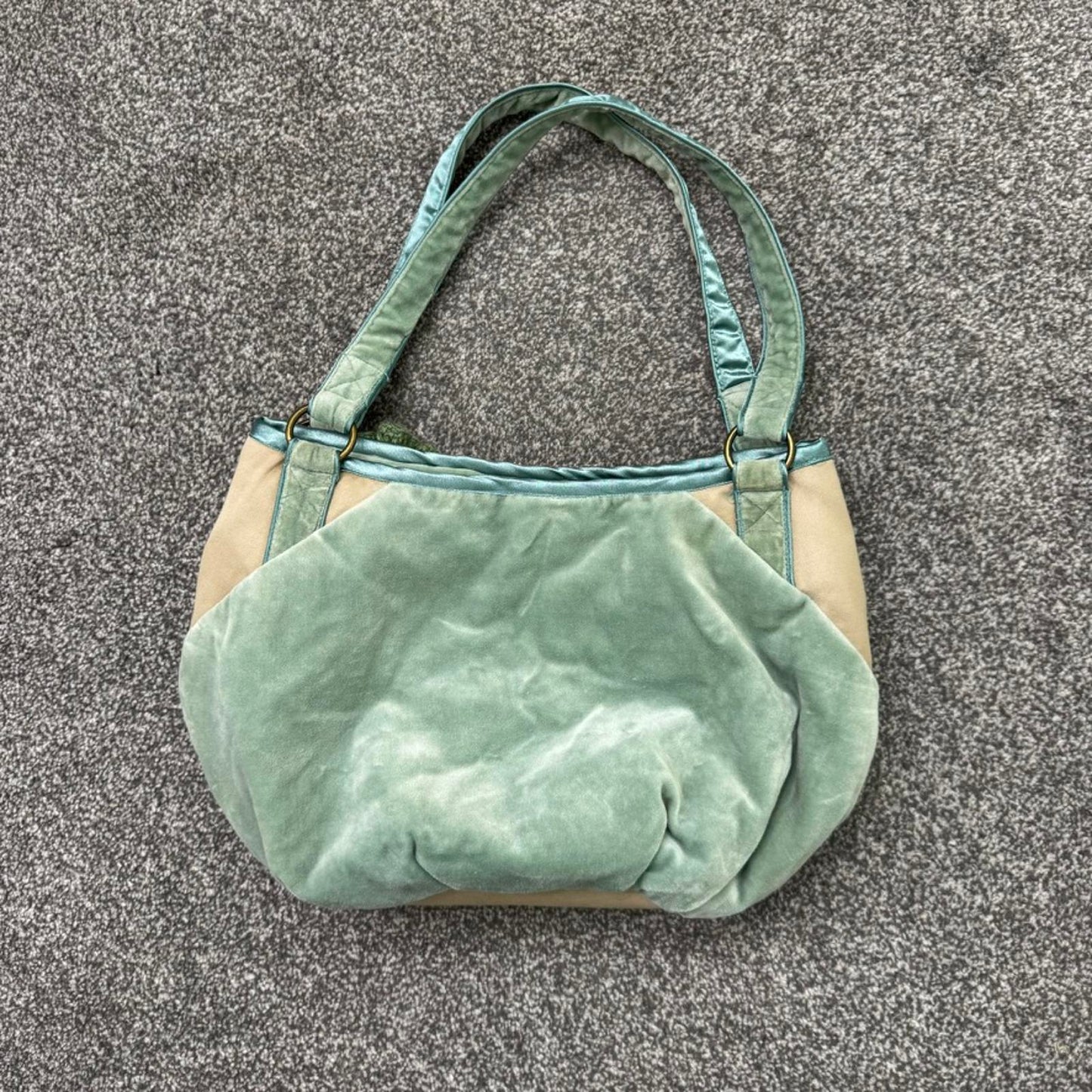 Y2K vintage patchwork shoulder bag crochet knit lace floral velour pastel multi