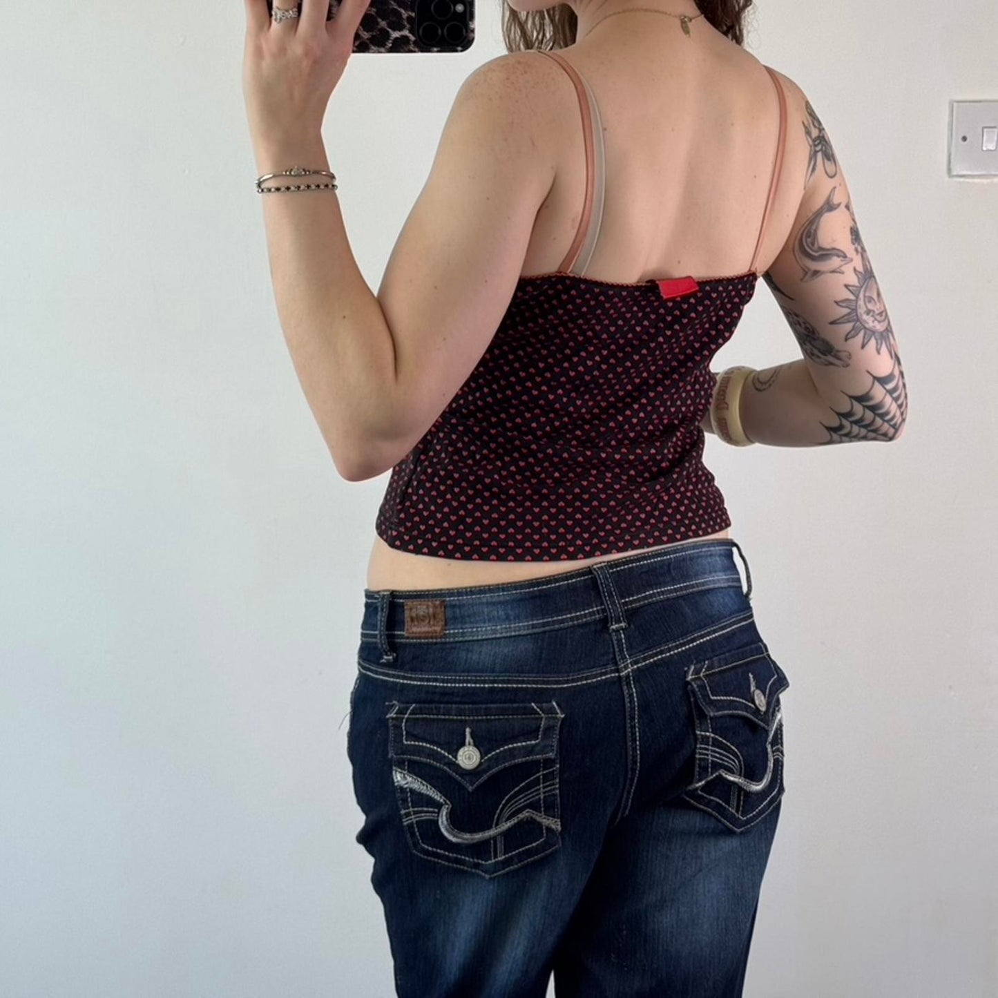 Y2K vintage Betty Boop cami top graphic print hearts ruffle bow