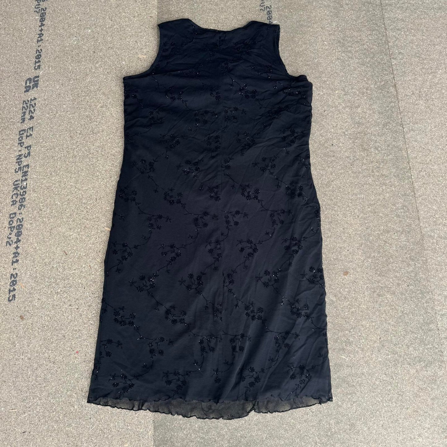 Y2K vintage floral mesh overlay lettuce hem midi dress square neck