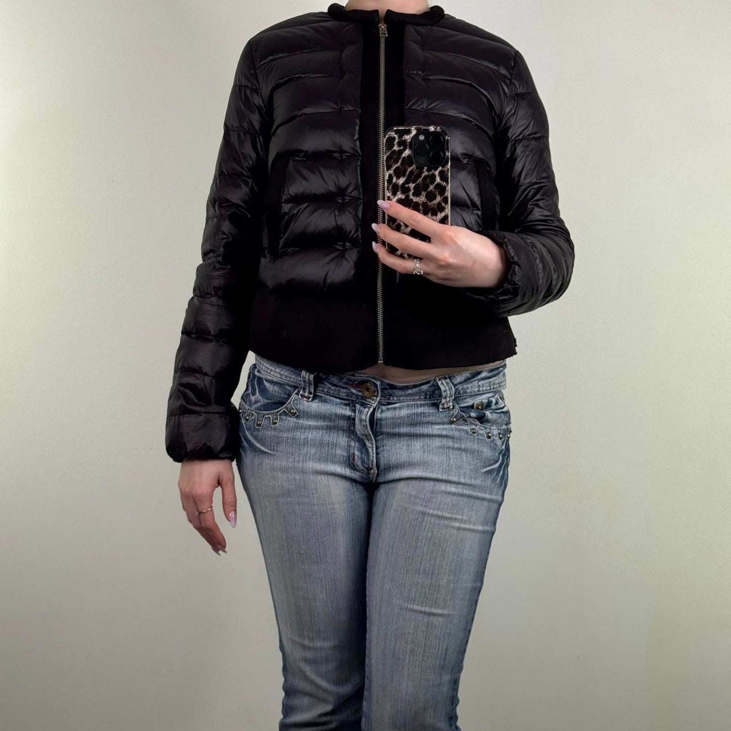 maje puffer jacket coat padded zip up round neckline quilted feather down