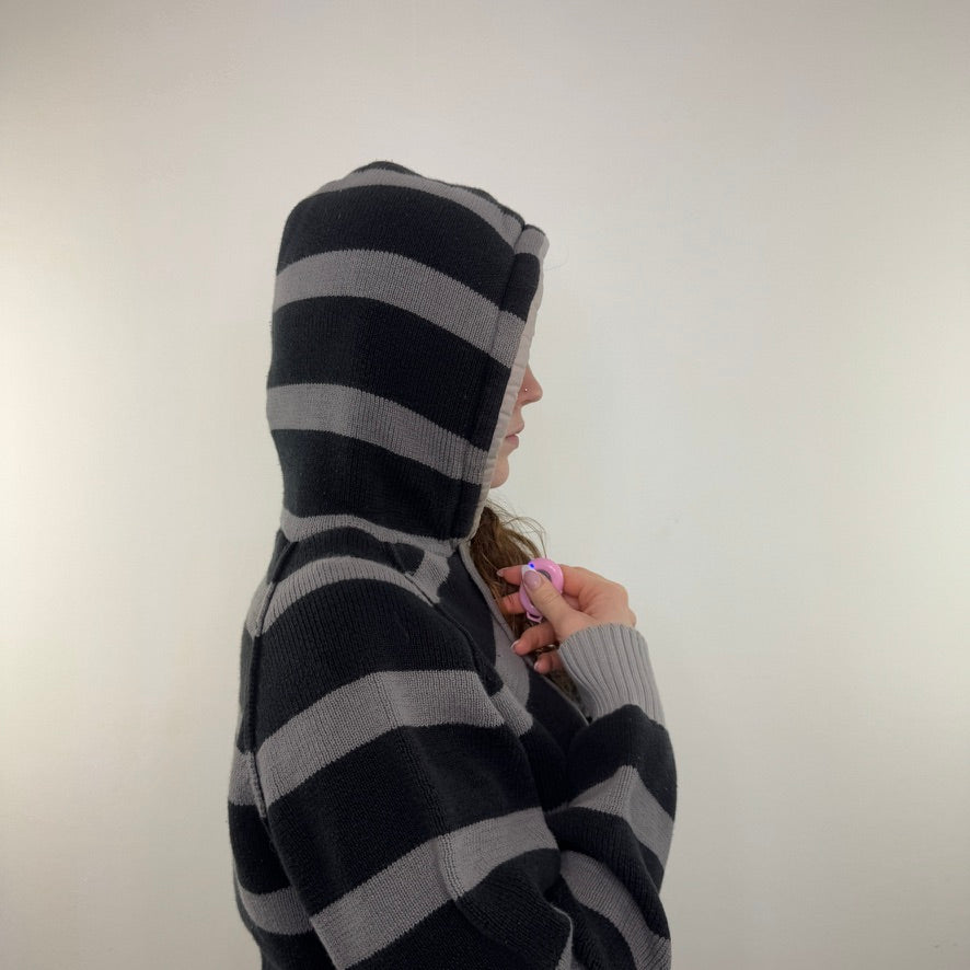 Y2K vintage stripe hoodie knit thick heavy archive skate