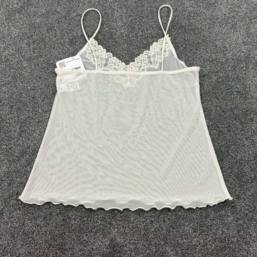 Y2K mesh lace sheer cami