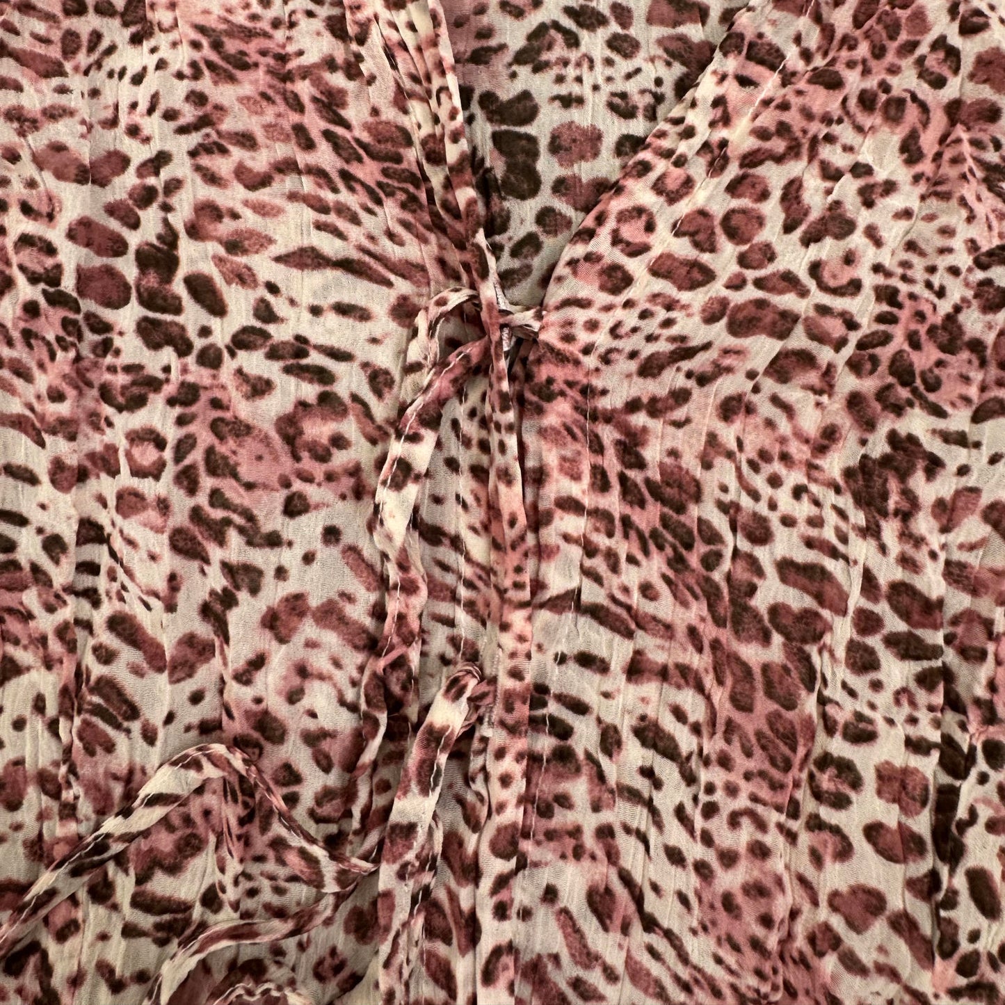 Y2K vintage Per Una leopard print long sleeve blouse shirt crinkle bow v neck