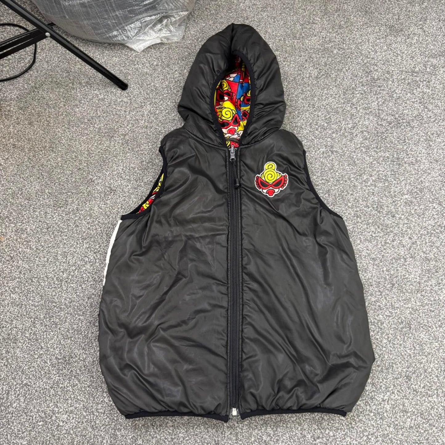 Vintage Hysteric Glamour zip up puffer jacket gilet vest bodywarmer reversible