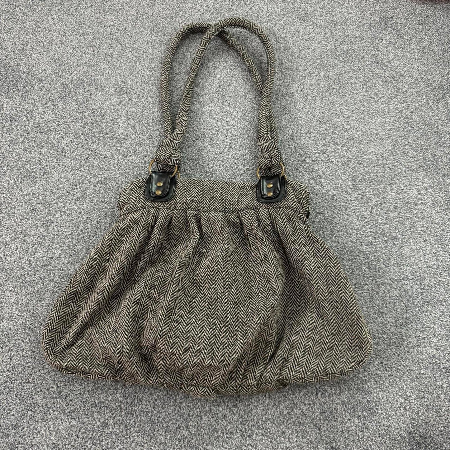 Y2K vintage tweed floral sequin shoulder bag embellished buckle beaded medium