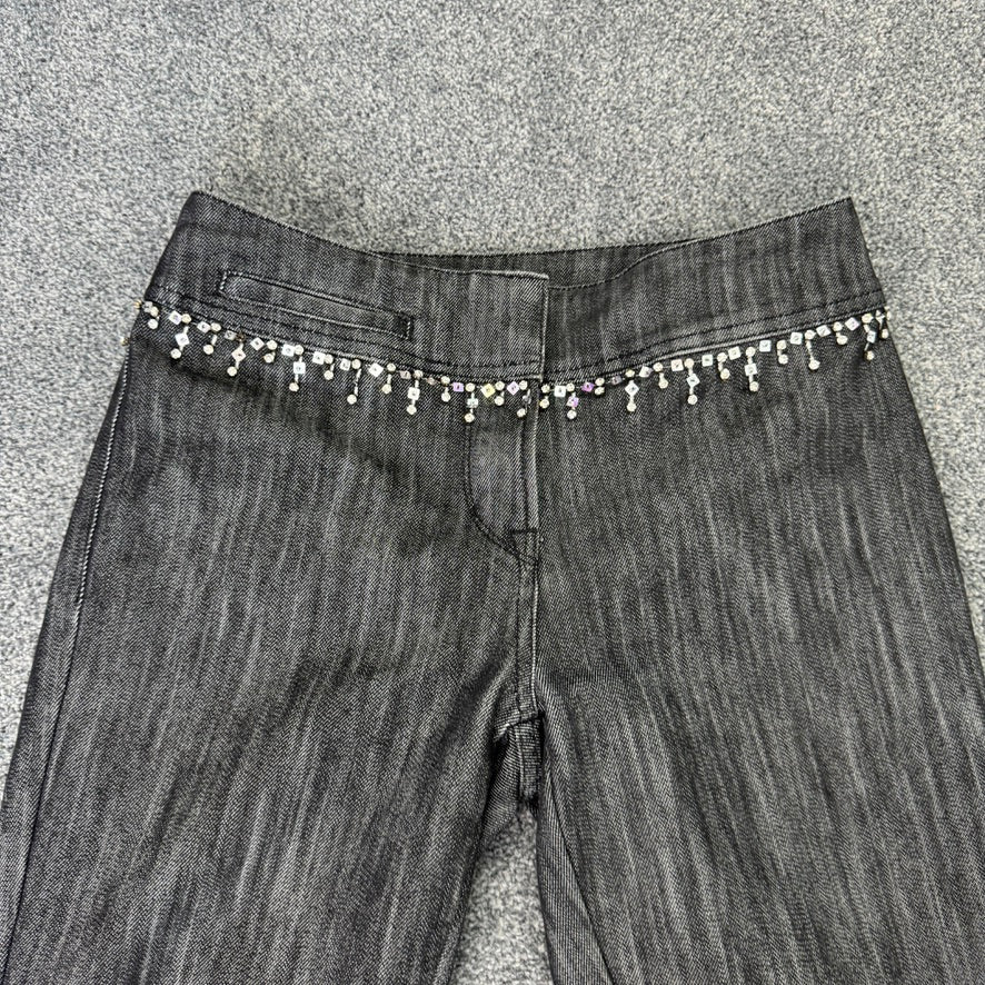 Y2K low rise rhinestone bootcut jeans