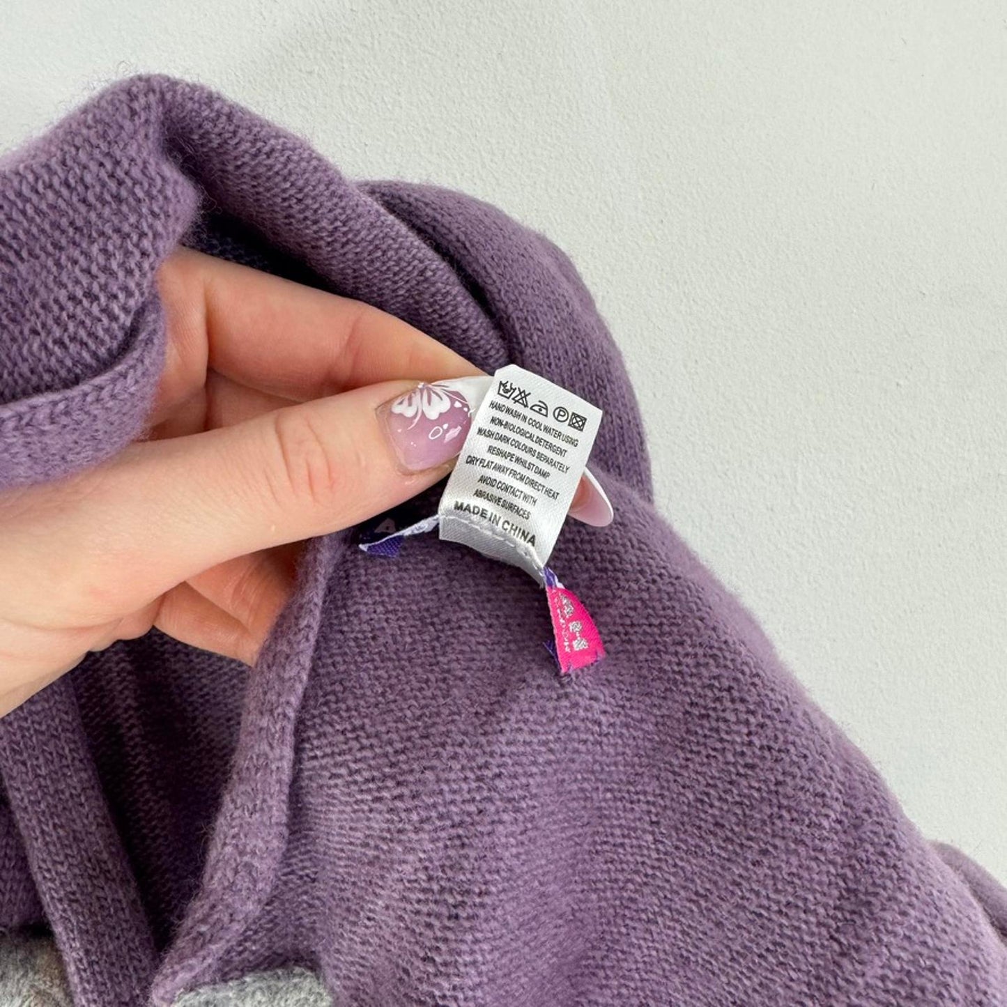 Y2K vintage wool blend scarf bow polka dot purple grey baby pink