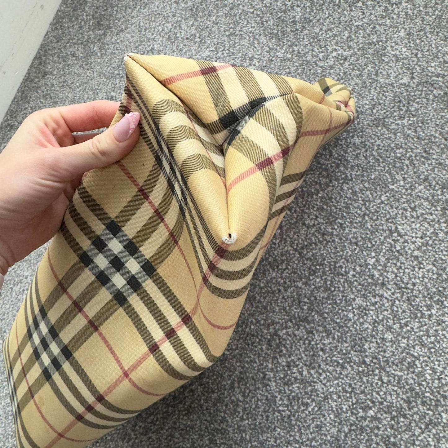 Vintage Burberry beige nova check print PVC tote bag handbag large