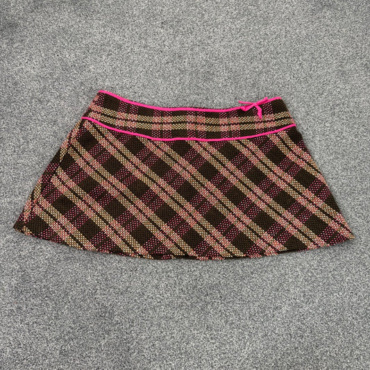 Y2K vintage low rise tartan bow mini skirt