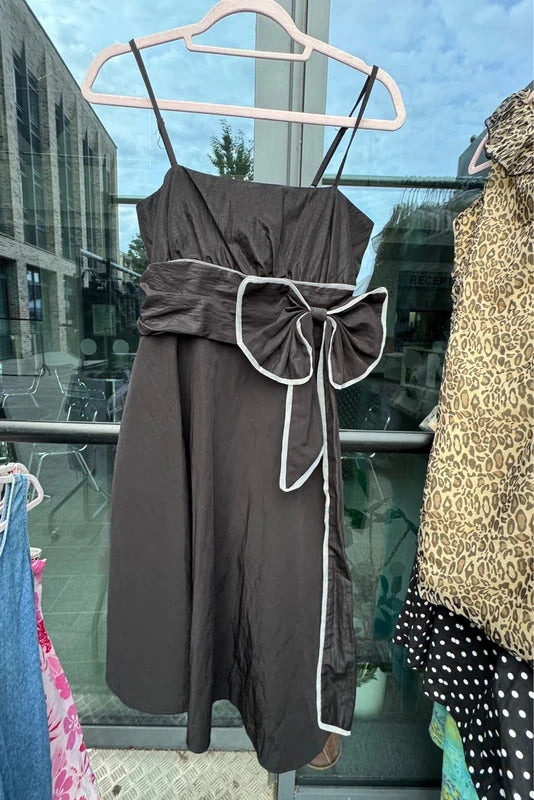 Vintage 2000s midi dress big bow cocktail evening party a line