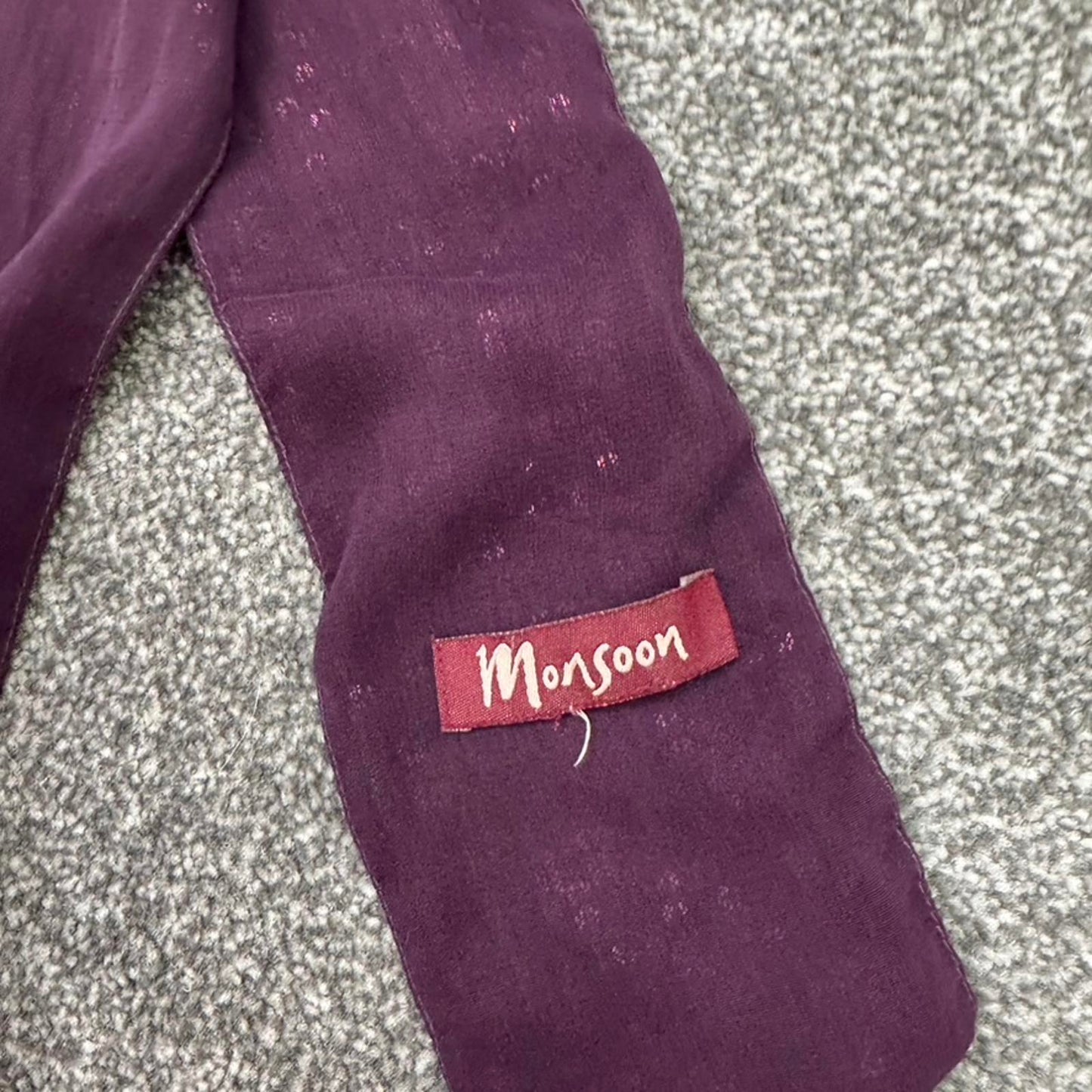 Y2K vintage sequin skinny scarf purple embellished party thin