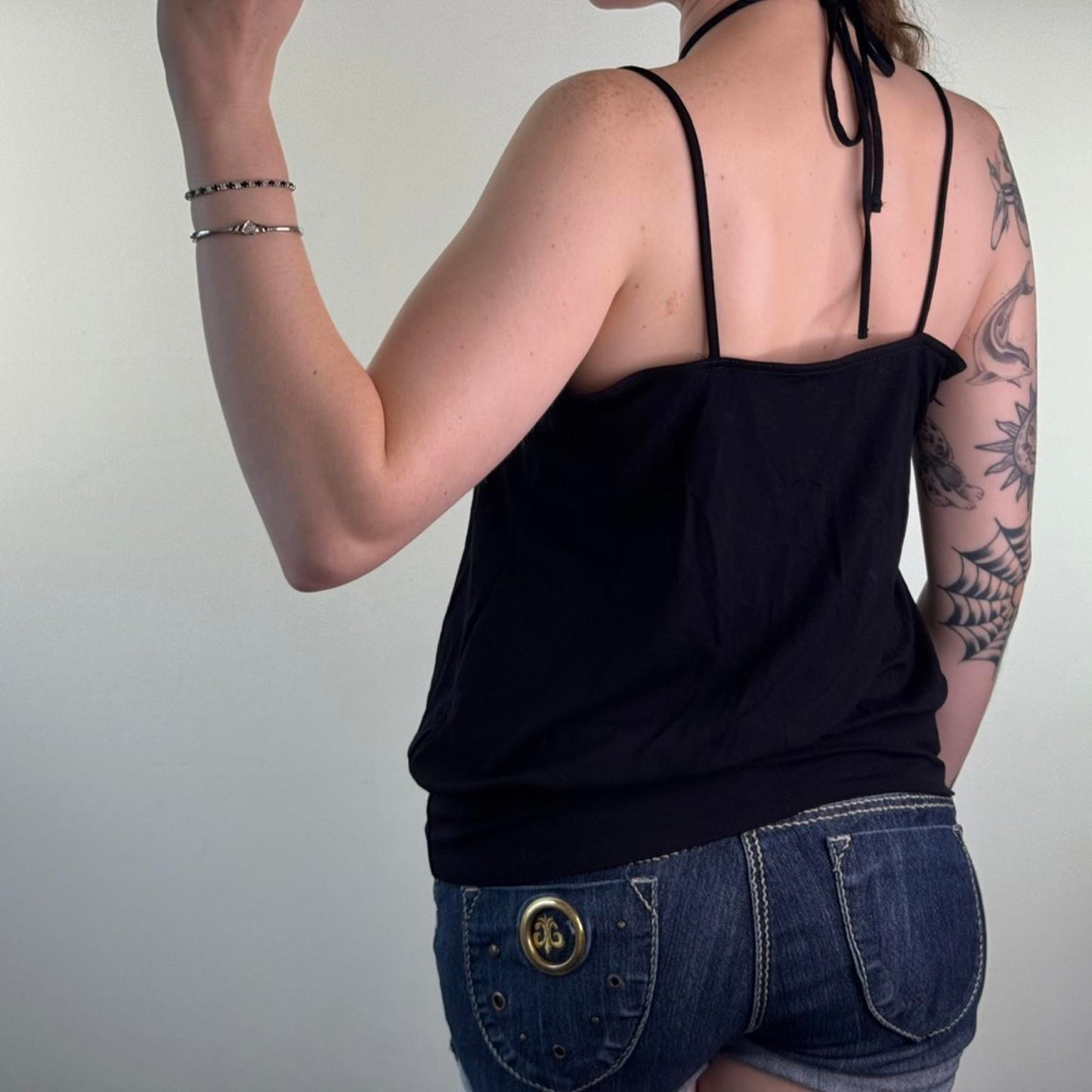 Y2K vintage sequin embellished cami top halter neck peplum clubbing party