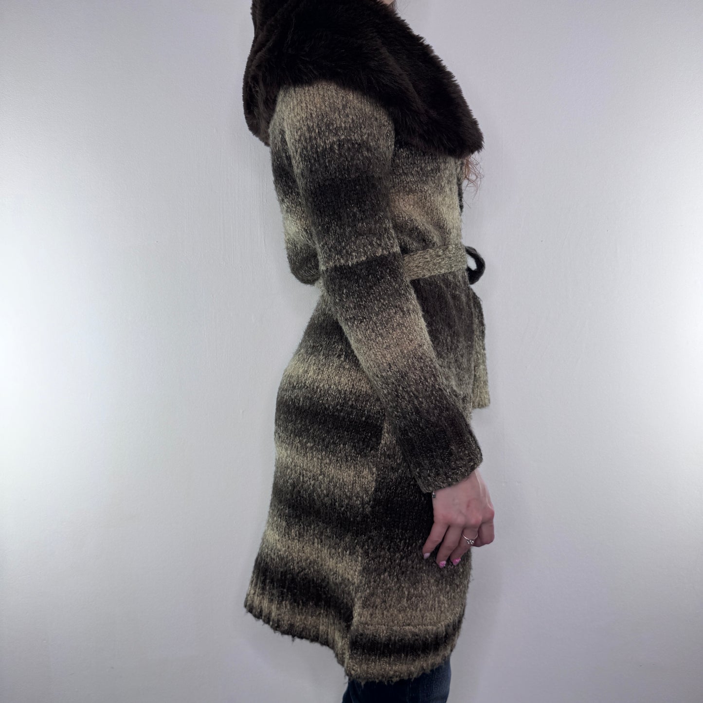 Y2K vintage stripe knit long cardigan