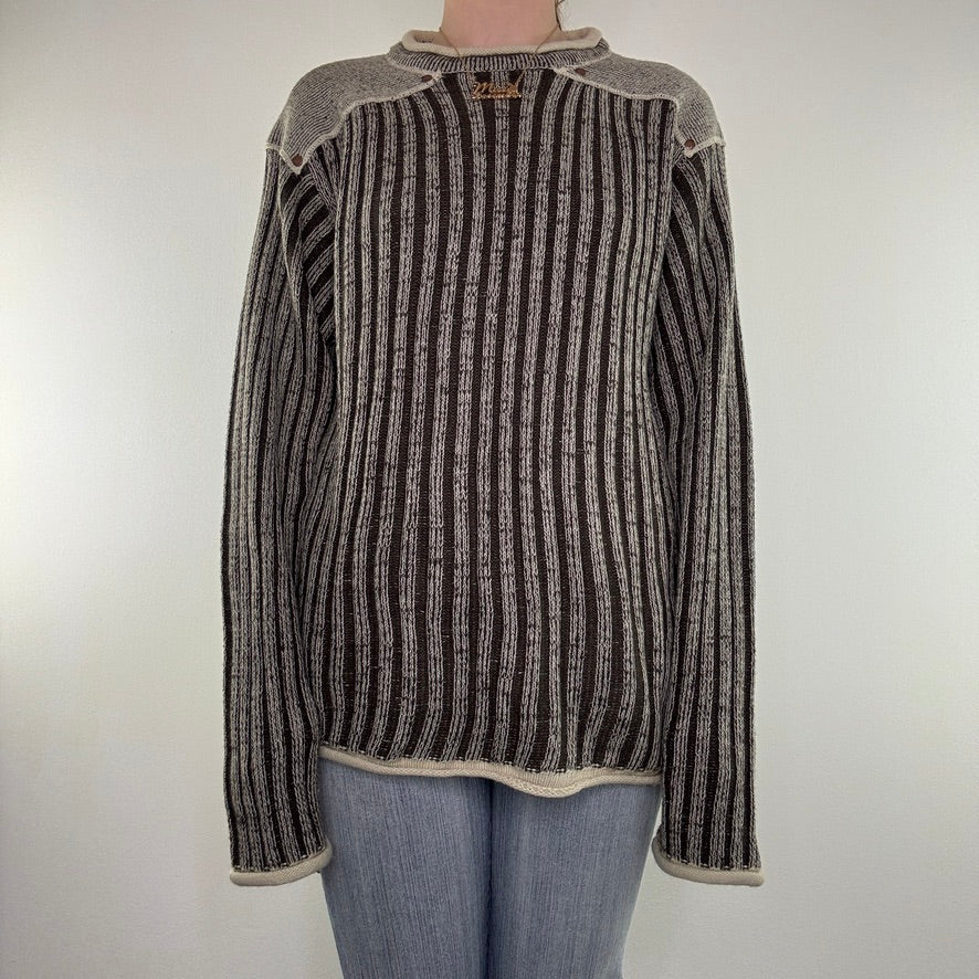 Y2K vintage stripe chunky knit jumper archive two tone