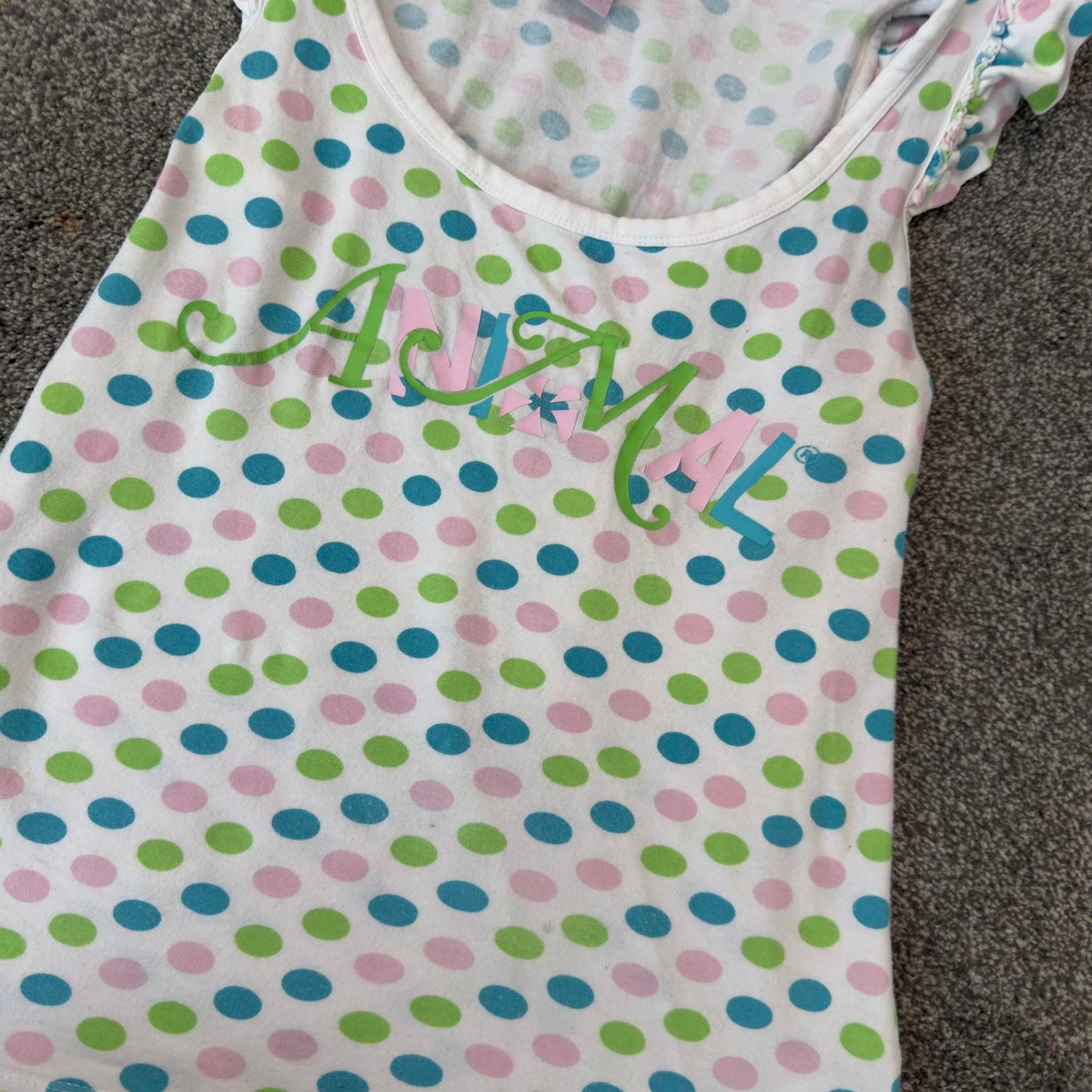 Y2K vintage Animal polka dot spotty frill tank top