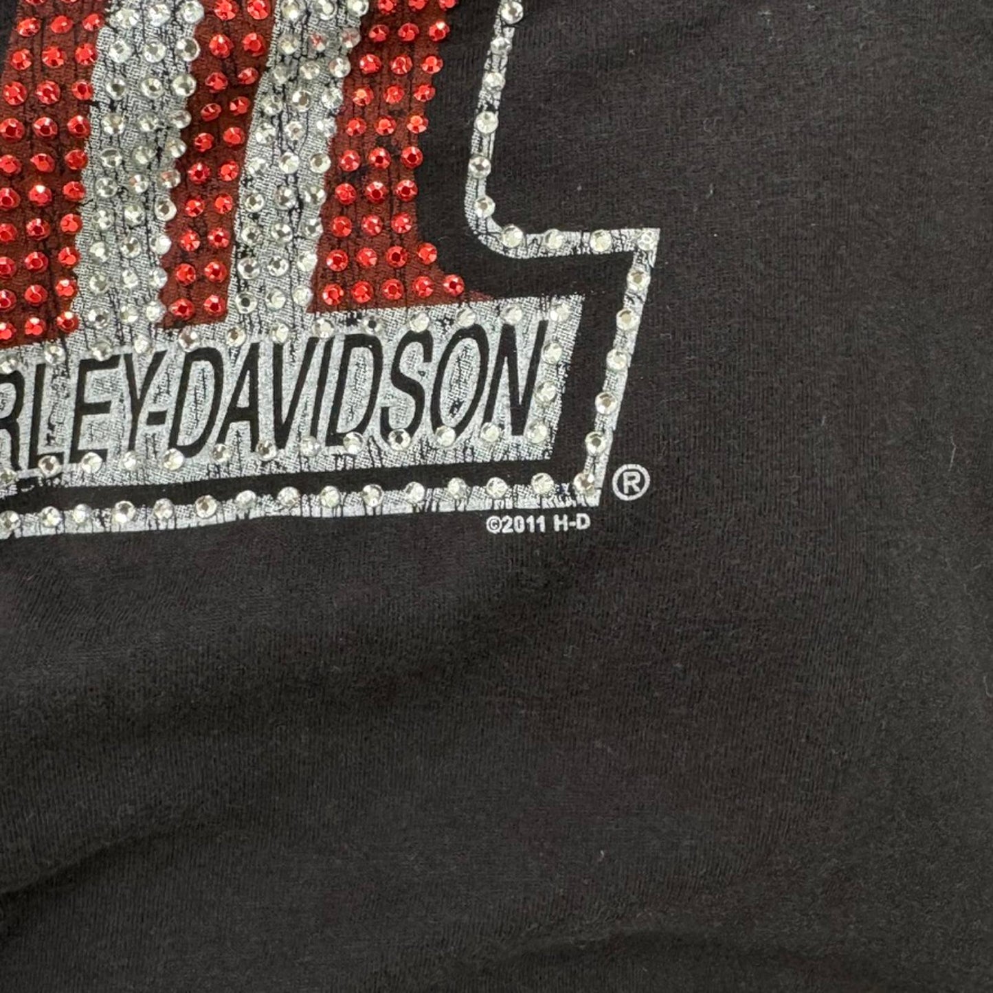 2011 Harley Davidson USA rhinestone t shirt graphic print number one 1 top