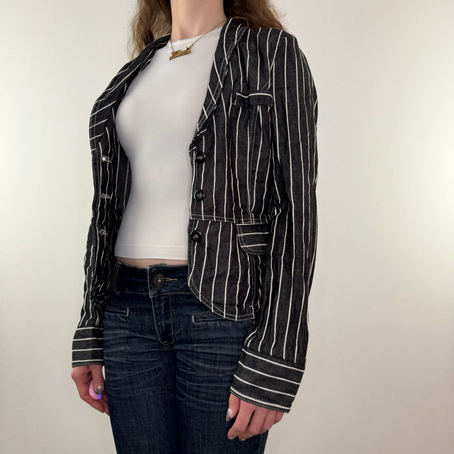Y2K vintage denim pinstripe blazer