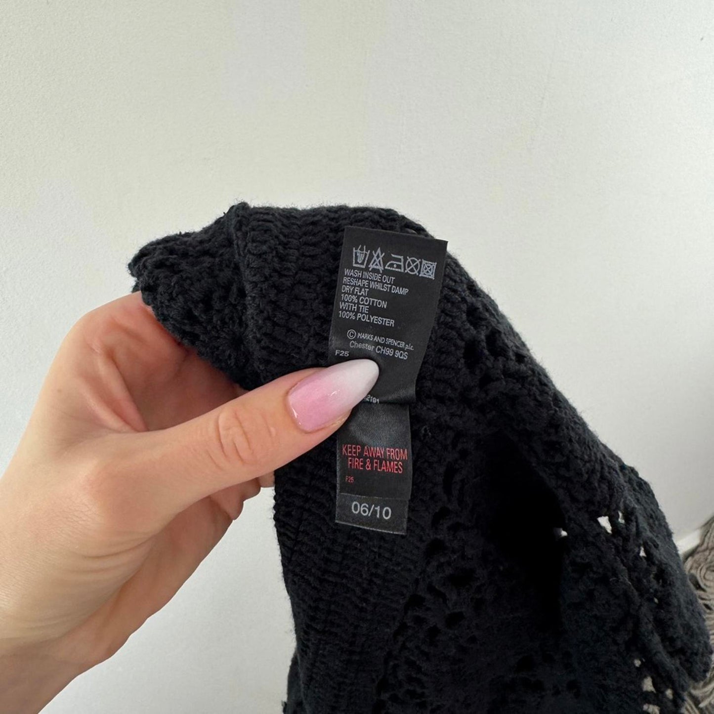 Y2K vintage crochet knit 3/4 sleeve jumper cardigan v neck bow tie front