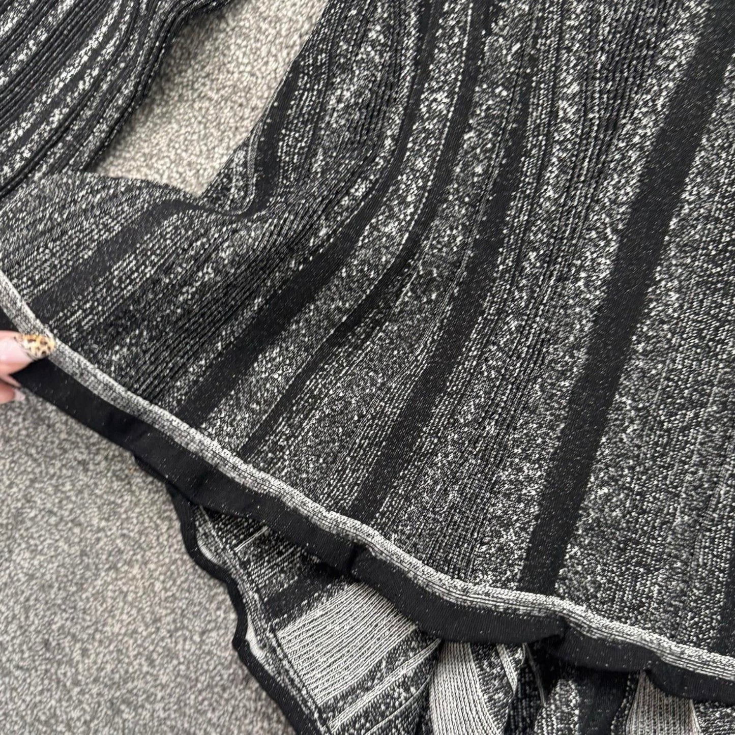 Proenza Schouler Ottoman Metallic Peplum Heavy Knit Top Ruffle Detail