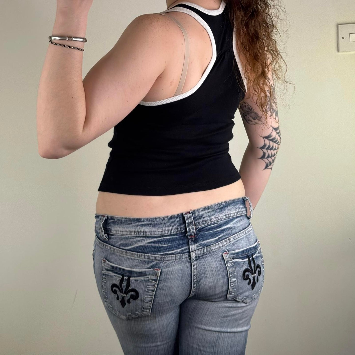 Y2K vintage Jennyfer tank top graphic print bed addict black white cropped