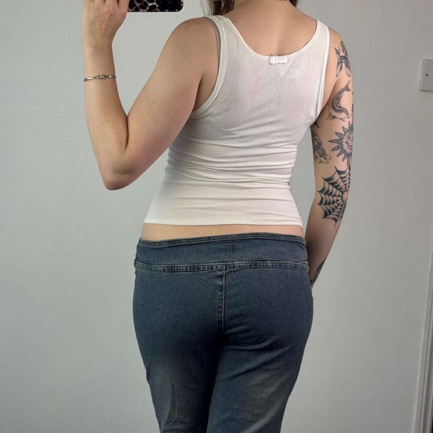 Skims white ribbed tank top fitted round neck stretchy