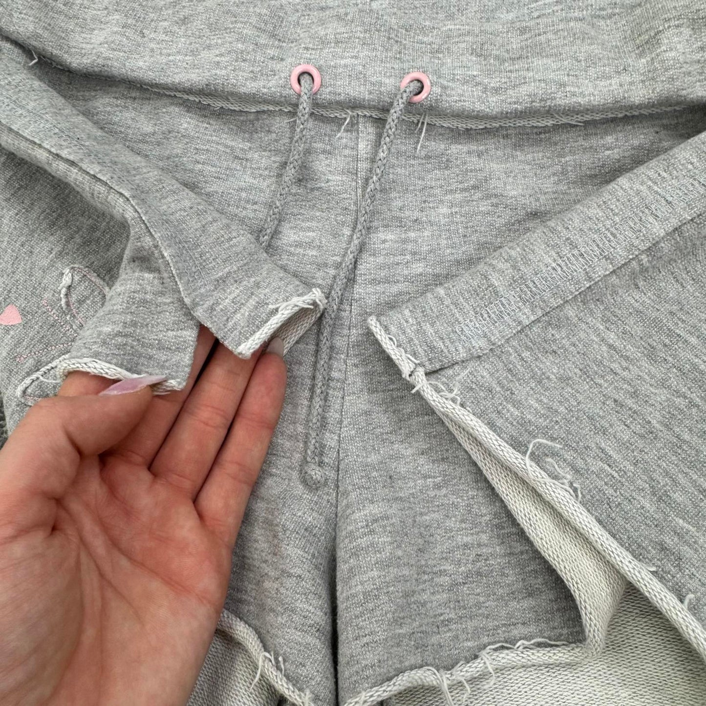 Y2K vintage low rise sporty shorts jersey mini butterfly heart grey pink stretch