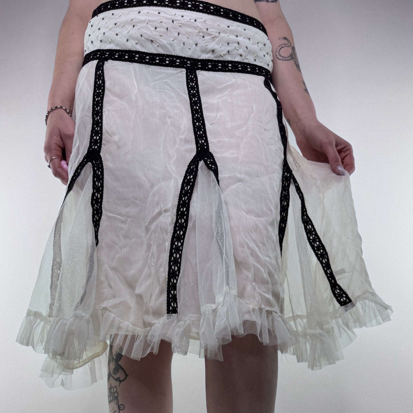 Y2K vintage frilly beaded midi skirt