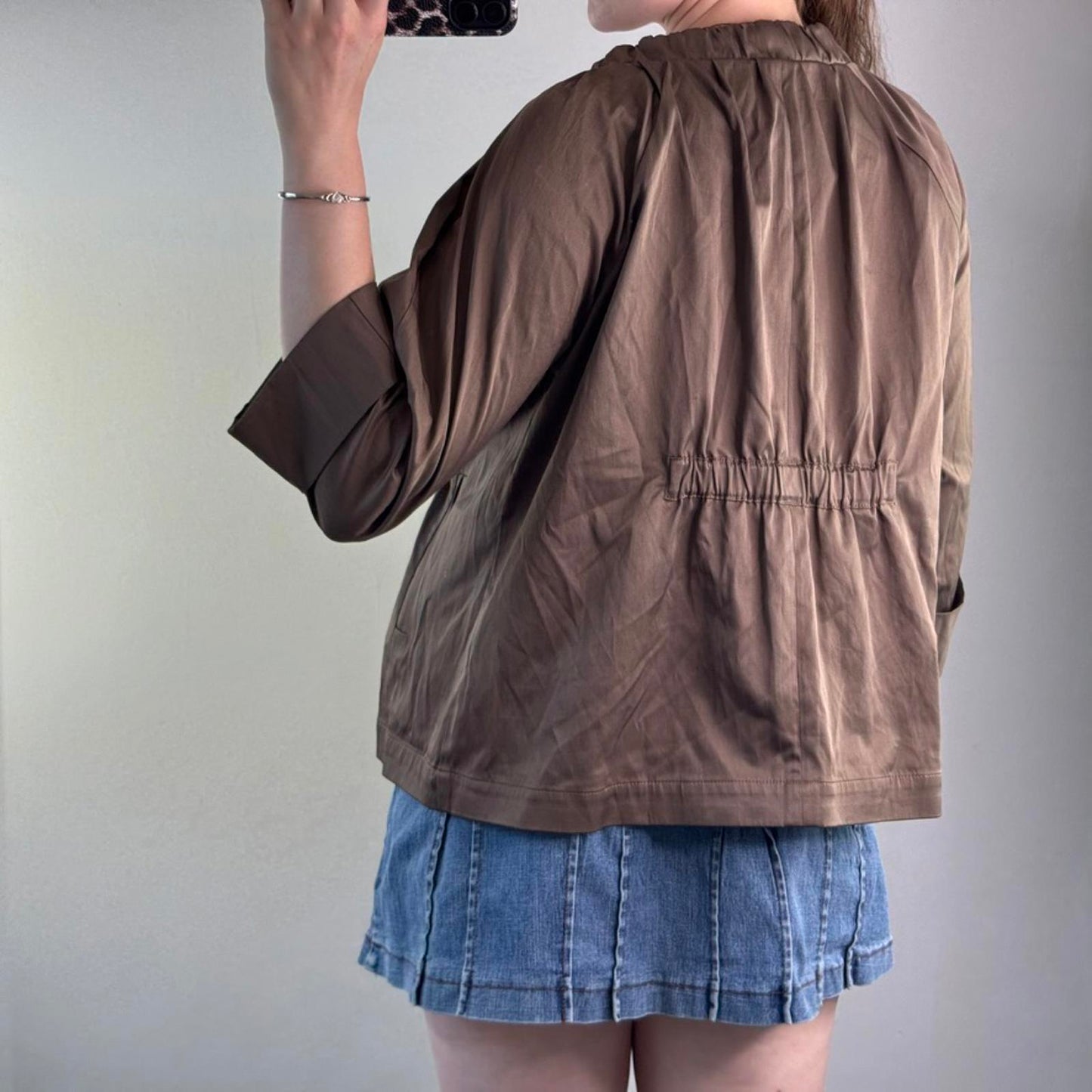 Y2K vintage archive bow lightweight jacket 3/4 sleeve bow peacoat swing