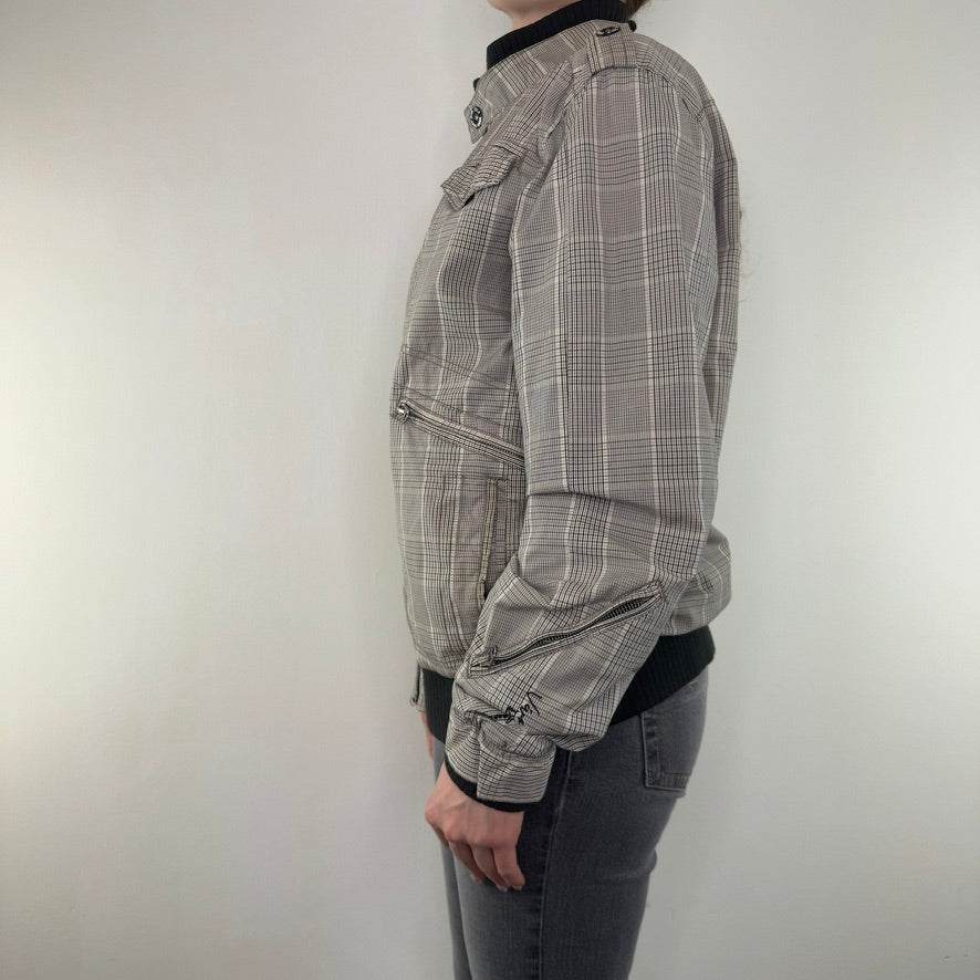Y2K vintage tartan lightweight zip up jacket