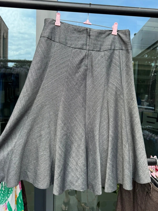 Y2K vintage midi skirt pinstripe a line sparkly grey glitter
