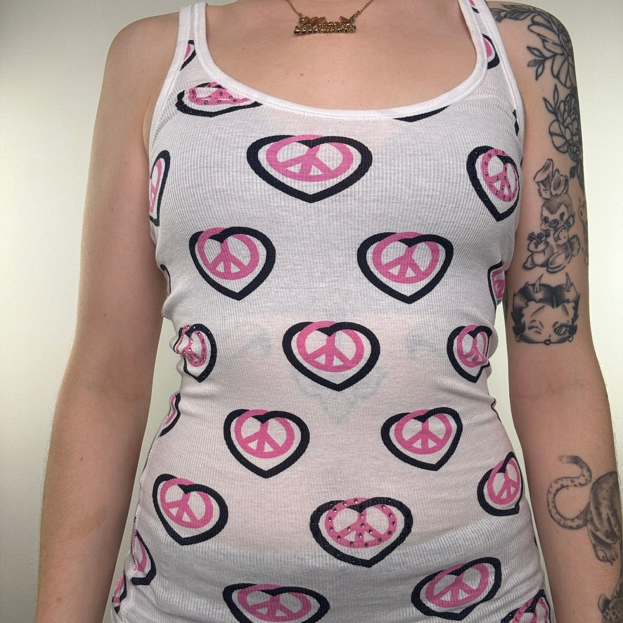 Victoria’s Secret PINK peace rhinestone tank top long line