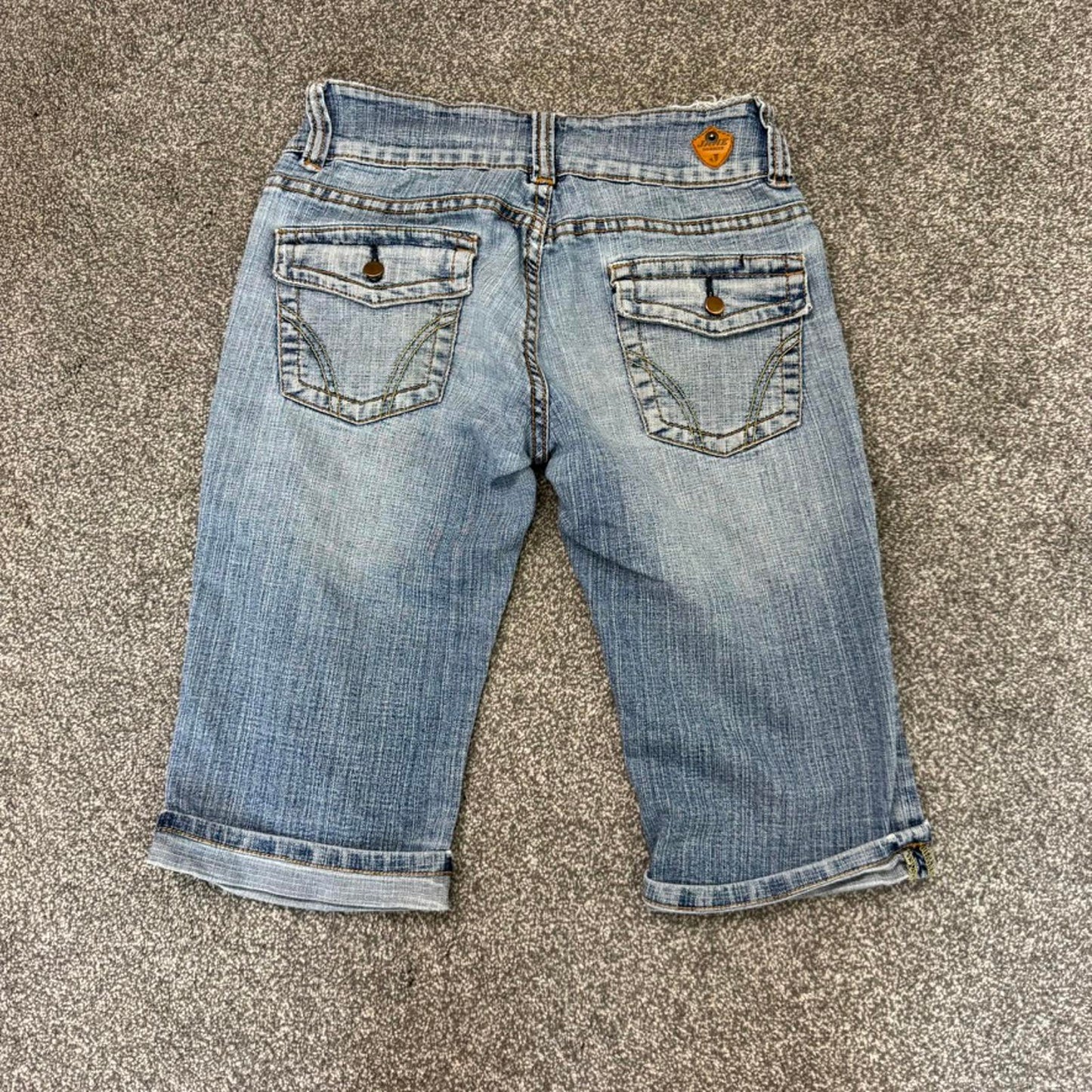 Y2K vintage Jane Norman low rise stretchy capri jeans cropped light blue faded