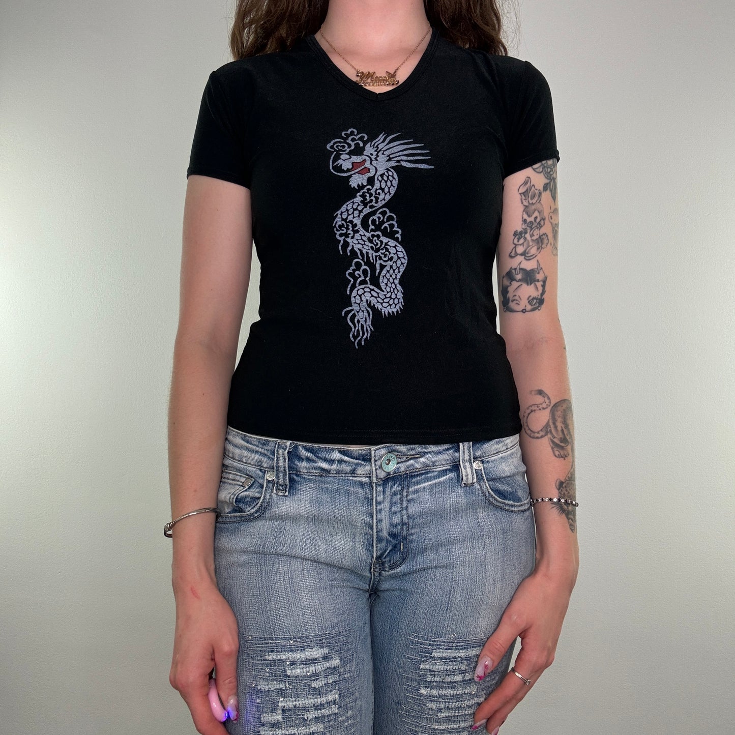 Y2K vintage dragon graphic top