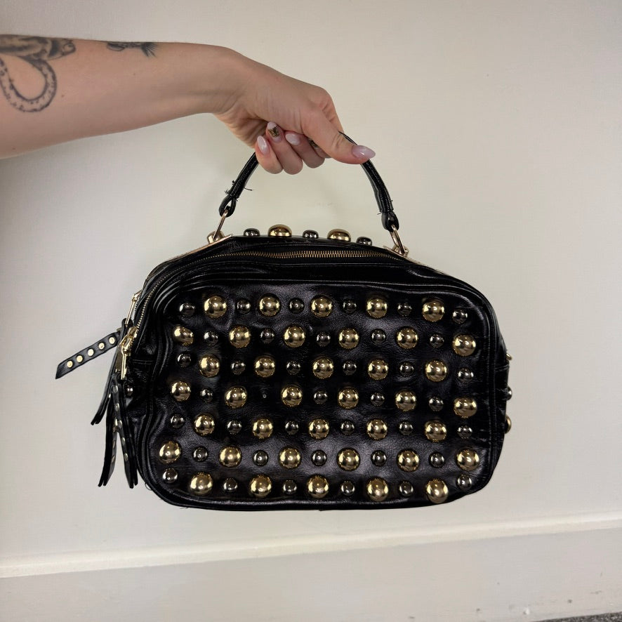 Y2K vintage faux leather studded handbag