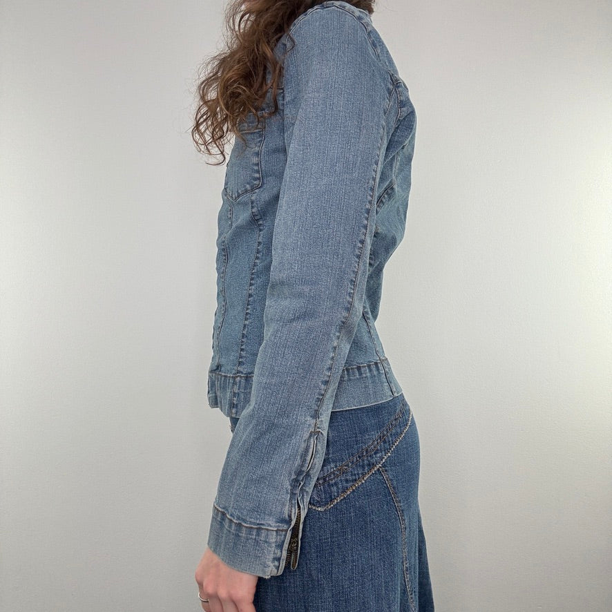 Y2K zip up stretchy denim jacket