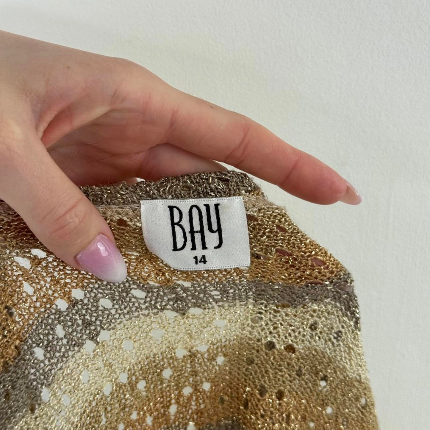 Y2K vintage Bay cropped tie bow front cardigan sparkly glitter stripe gold