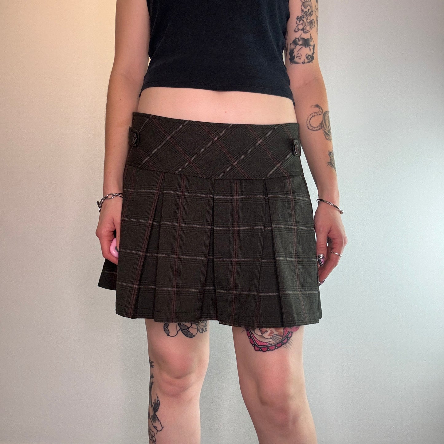 Y2K tartan pleated mini skirt