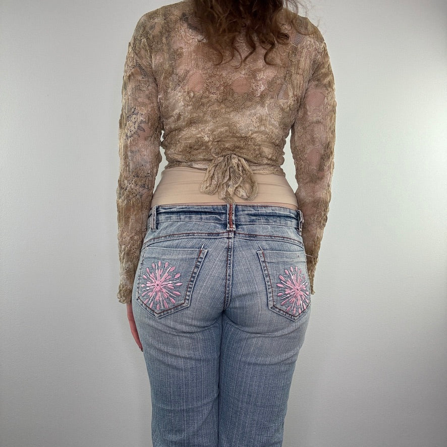 Y2K ombre wraparound lace floral cardigan