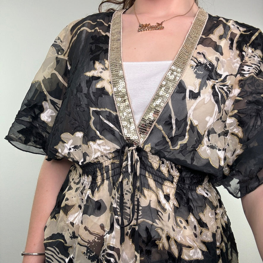 Y2K Lipsy floral sheer floaty top cover up