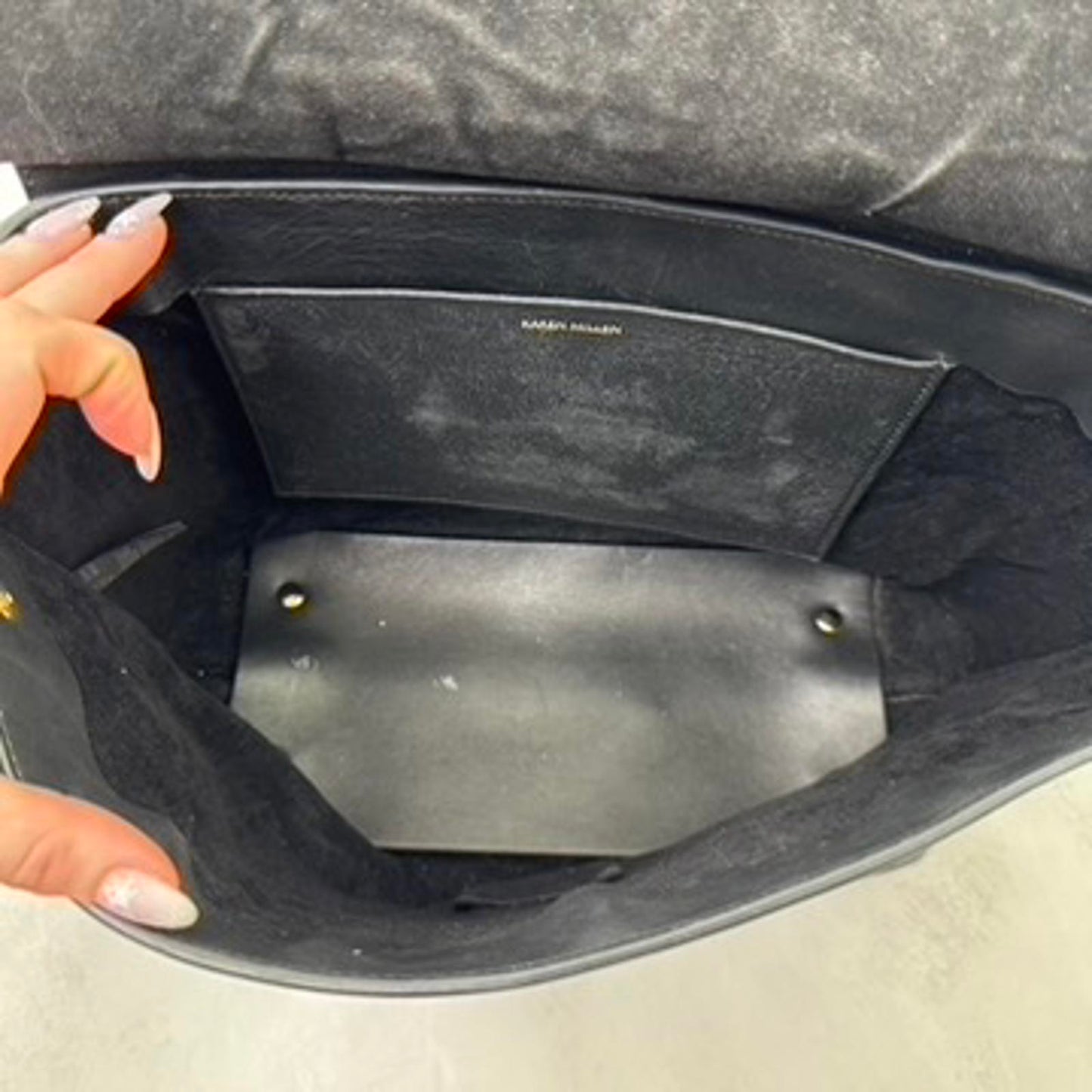 Karen Millen genuine cow leather handbag crossbody strap large work office black