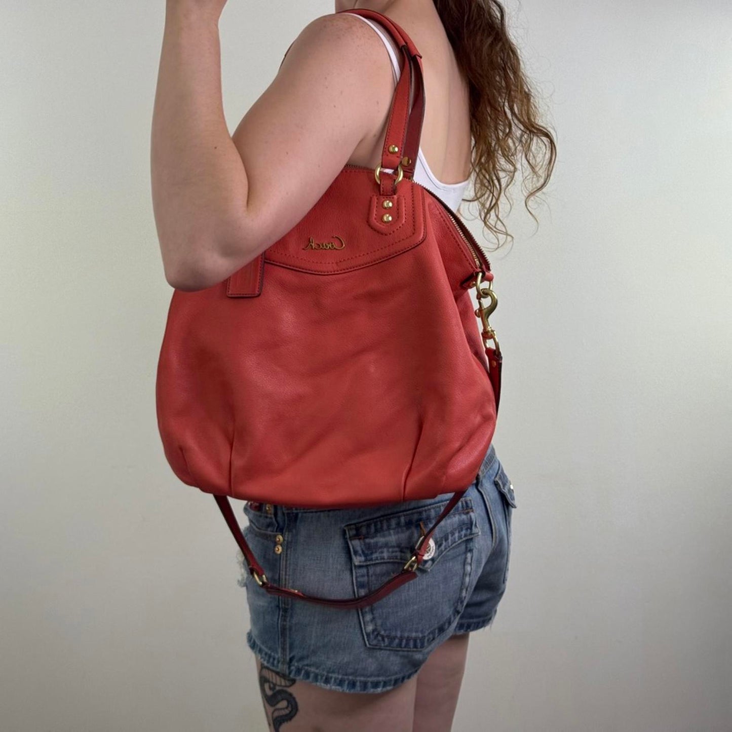 Vintage Coach Ashley Leather Convertible Shoulder Bag Satchel F23684 large