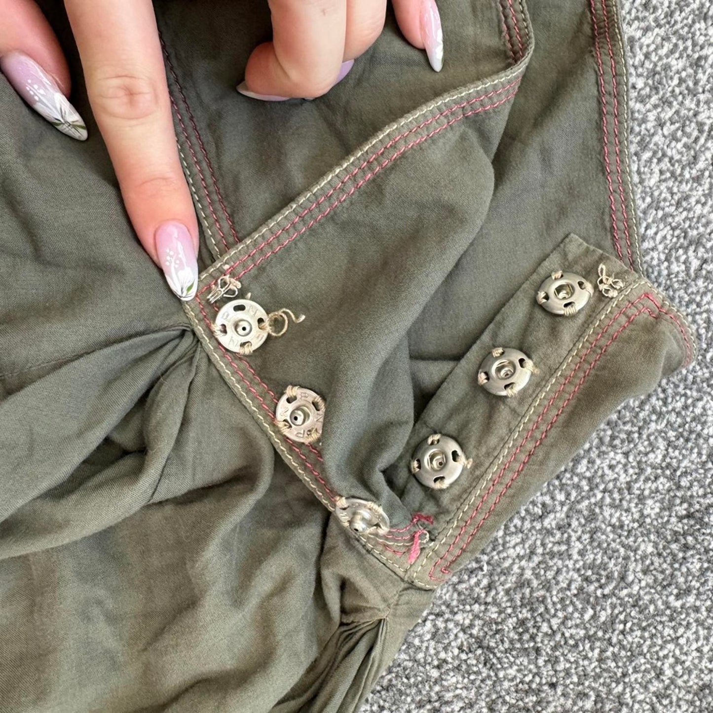 Y2K vintage Firetrap a line puffy midi skirt khaki box pleat knee length archive
