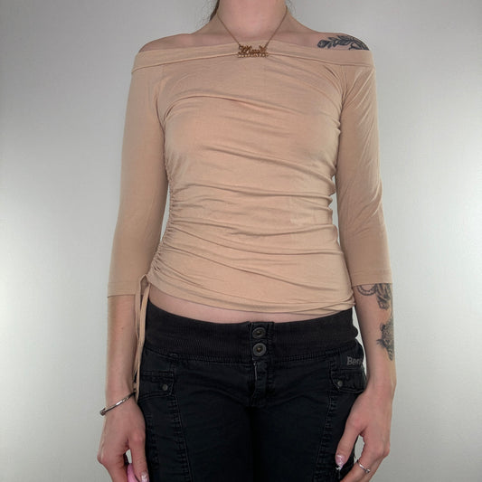 Y2K off the shoulder ruched long sleeve top