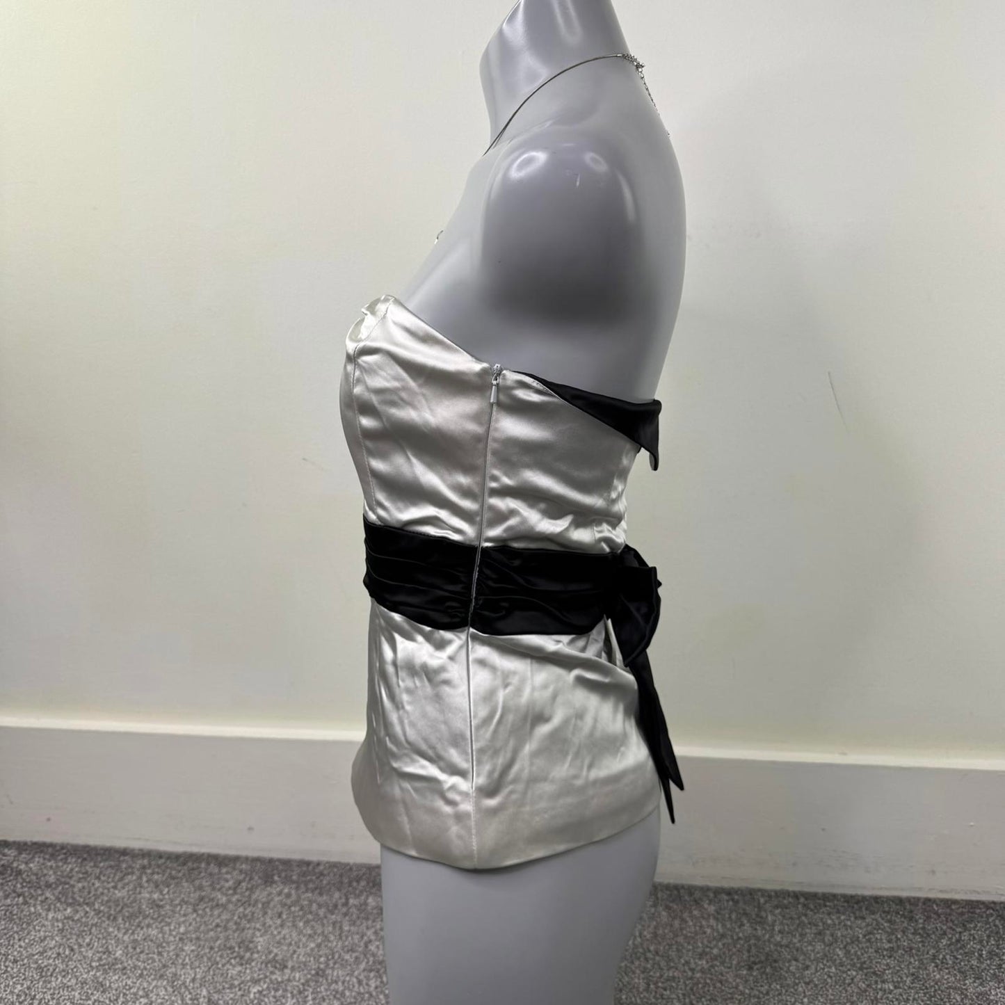 Y2K vintage strapless top satin bow bustier party going out boned