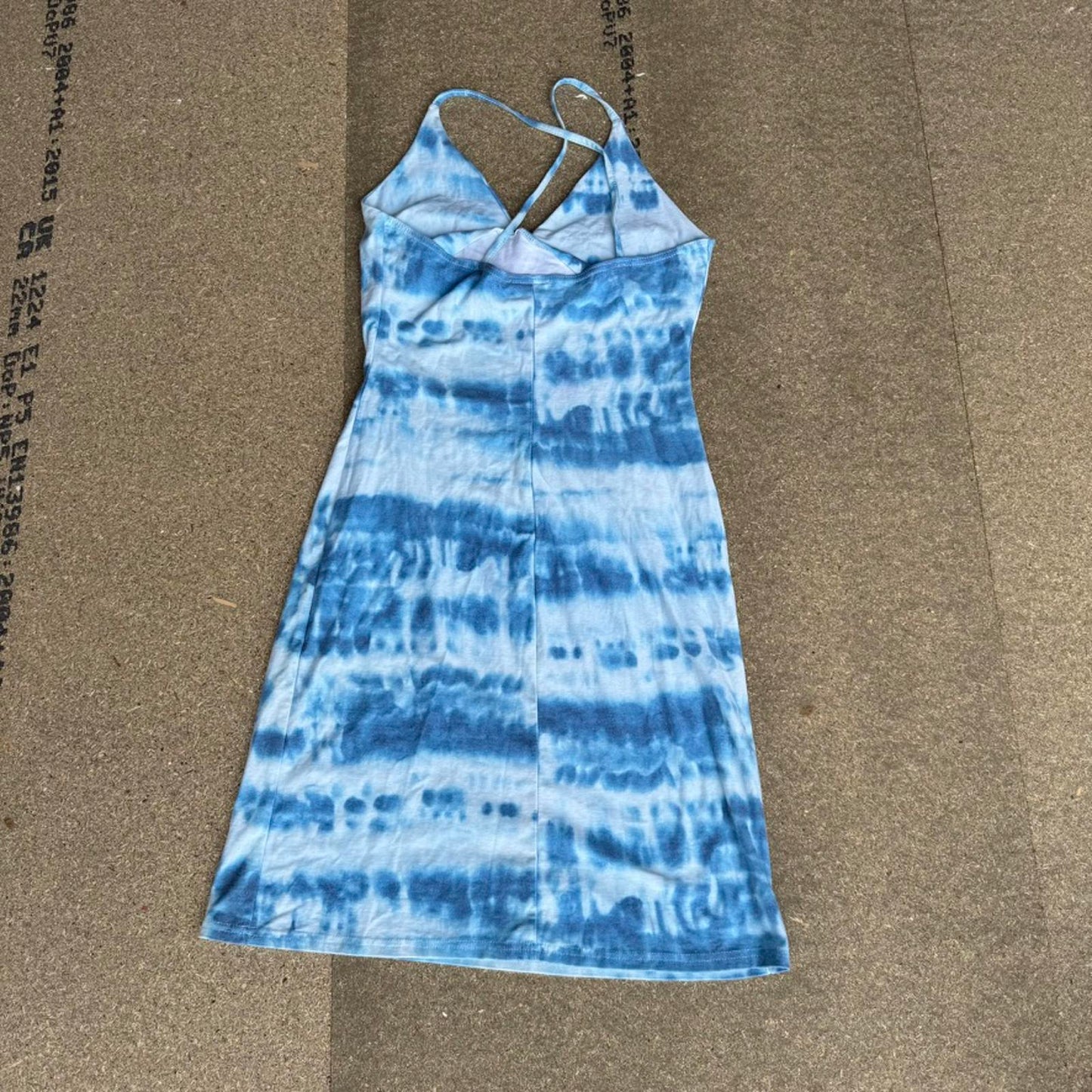 Y2K vintage ombre mini dress summer tie dye stretchy above knee racerback ruched