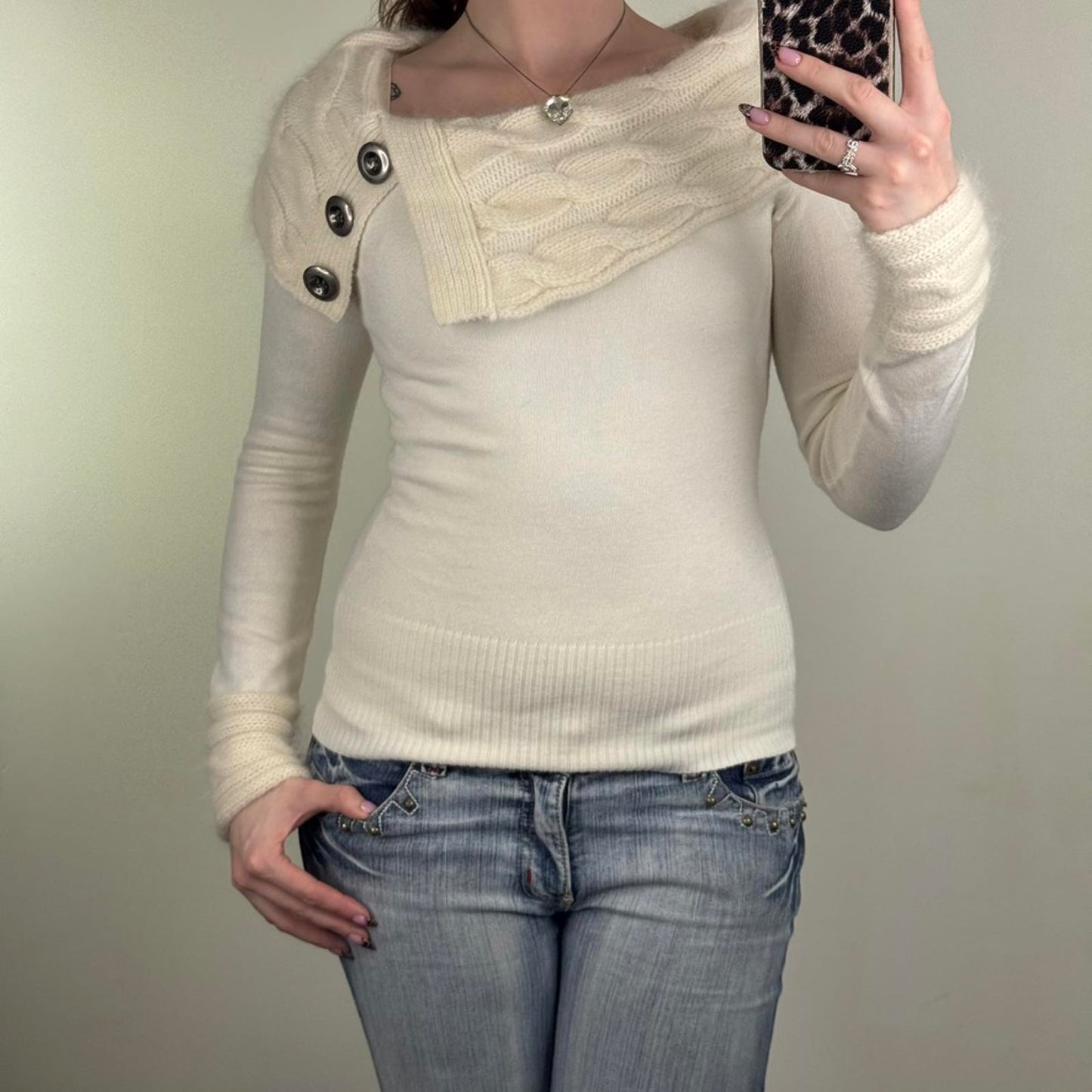 Y2K vintage Jane Norman jumper roll neck knitted cable knit angora wool blend
