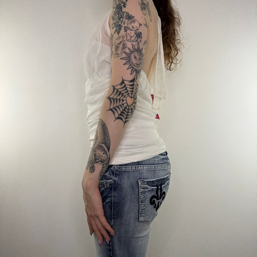 Y2K vintage halter neck top mesh ruched rave clubbing