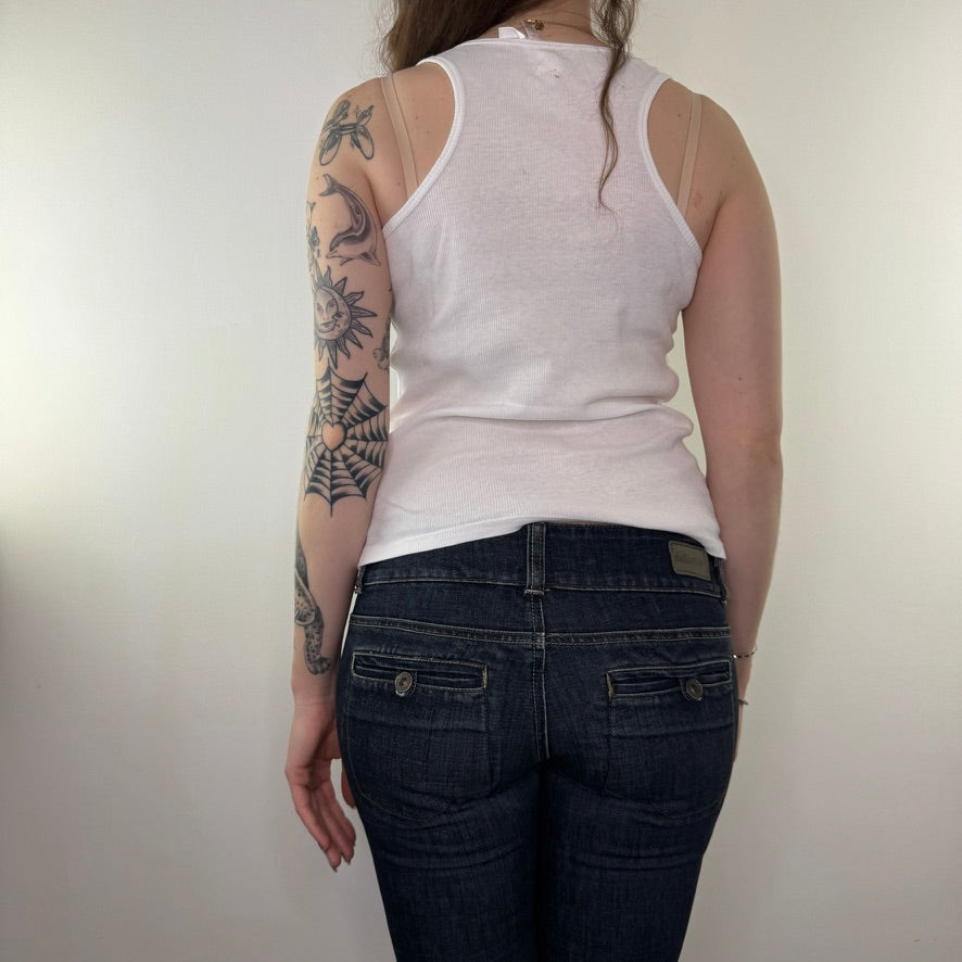 Y2K vintage rhinestone slogan tank top