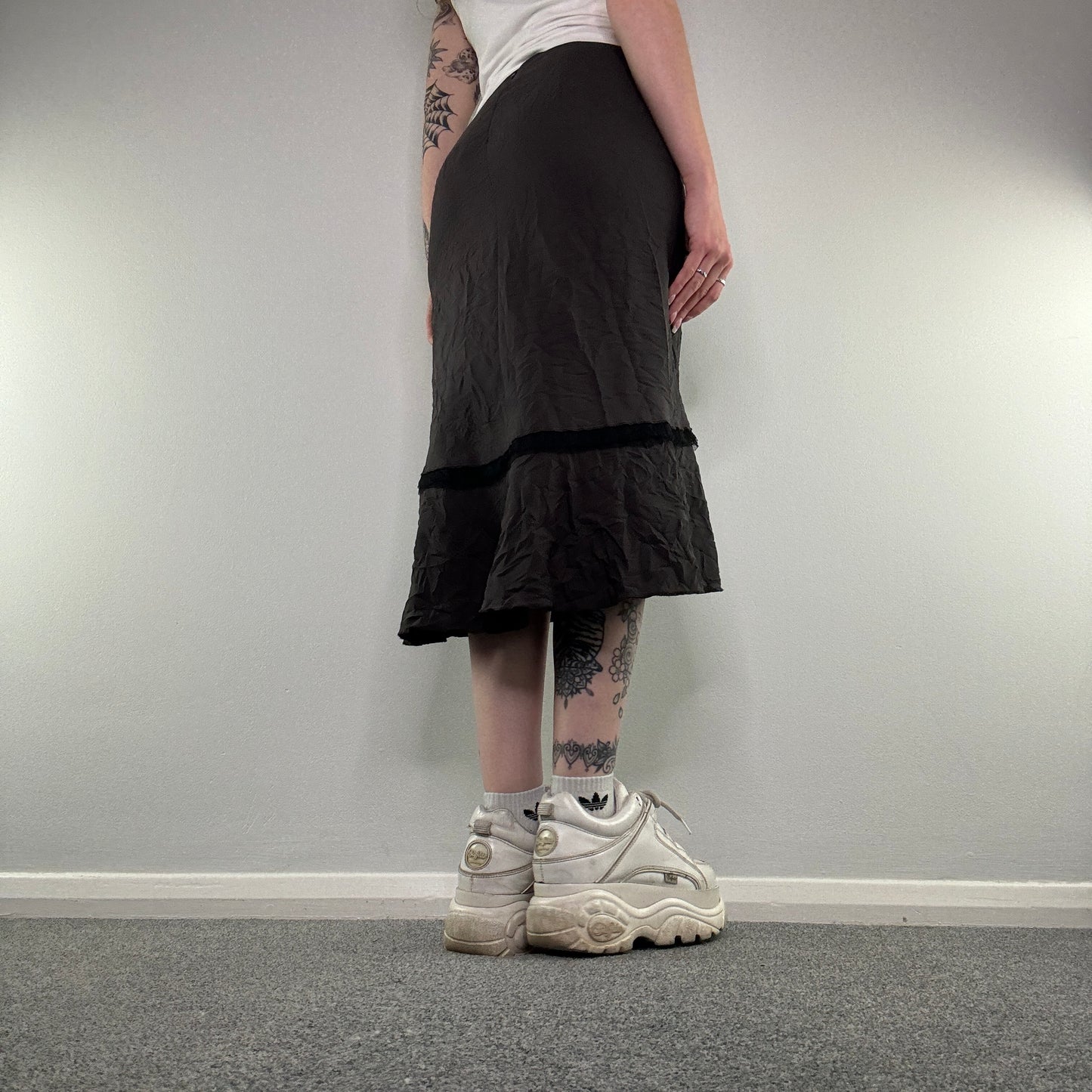 Y2K archive mesh trim midi skirt