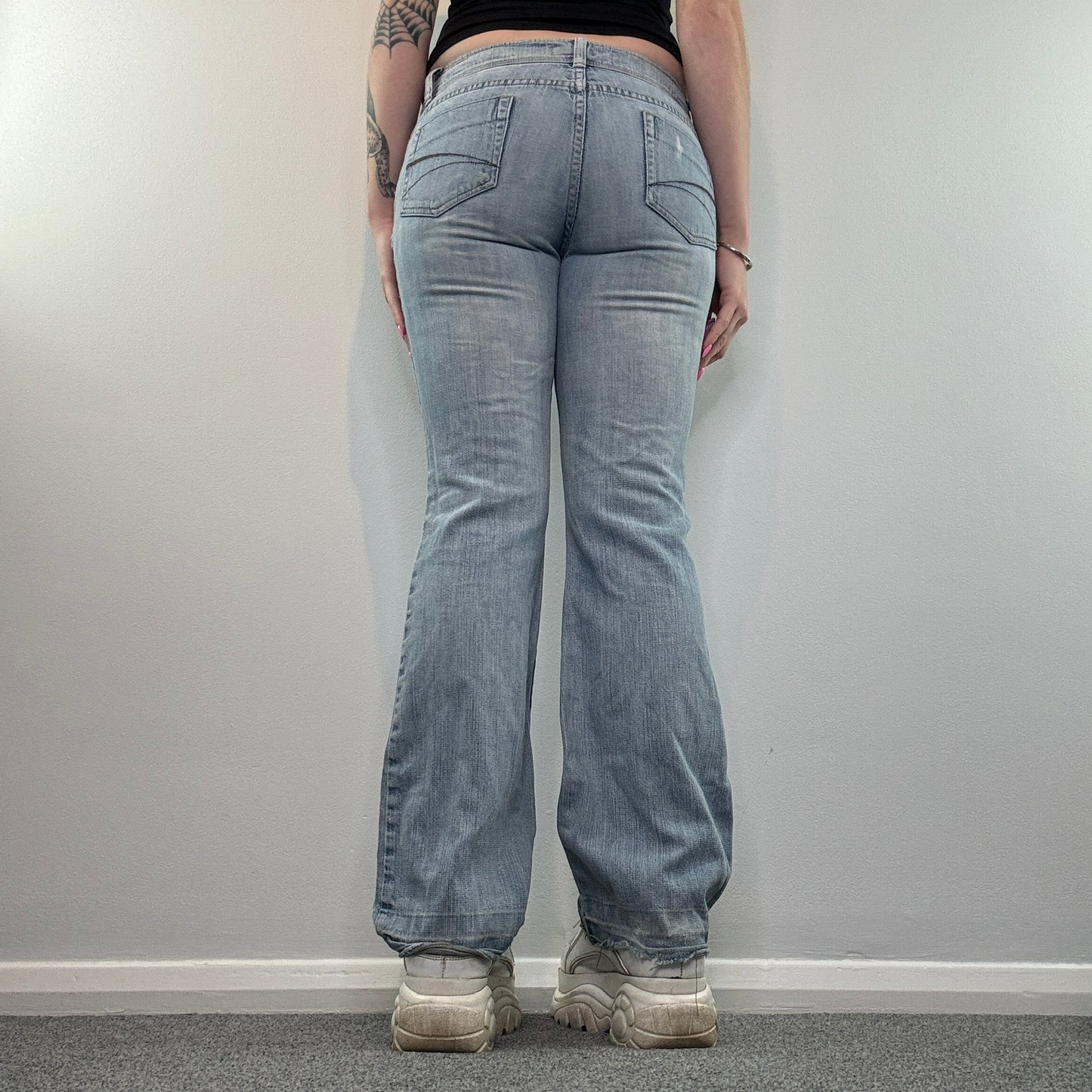 Y2K low rise bootcut patches jeans